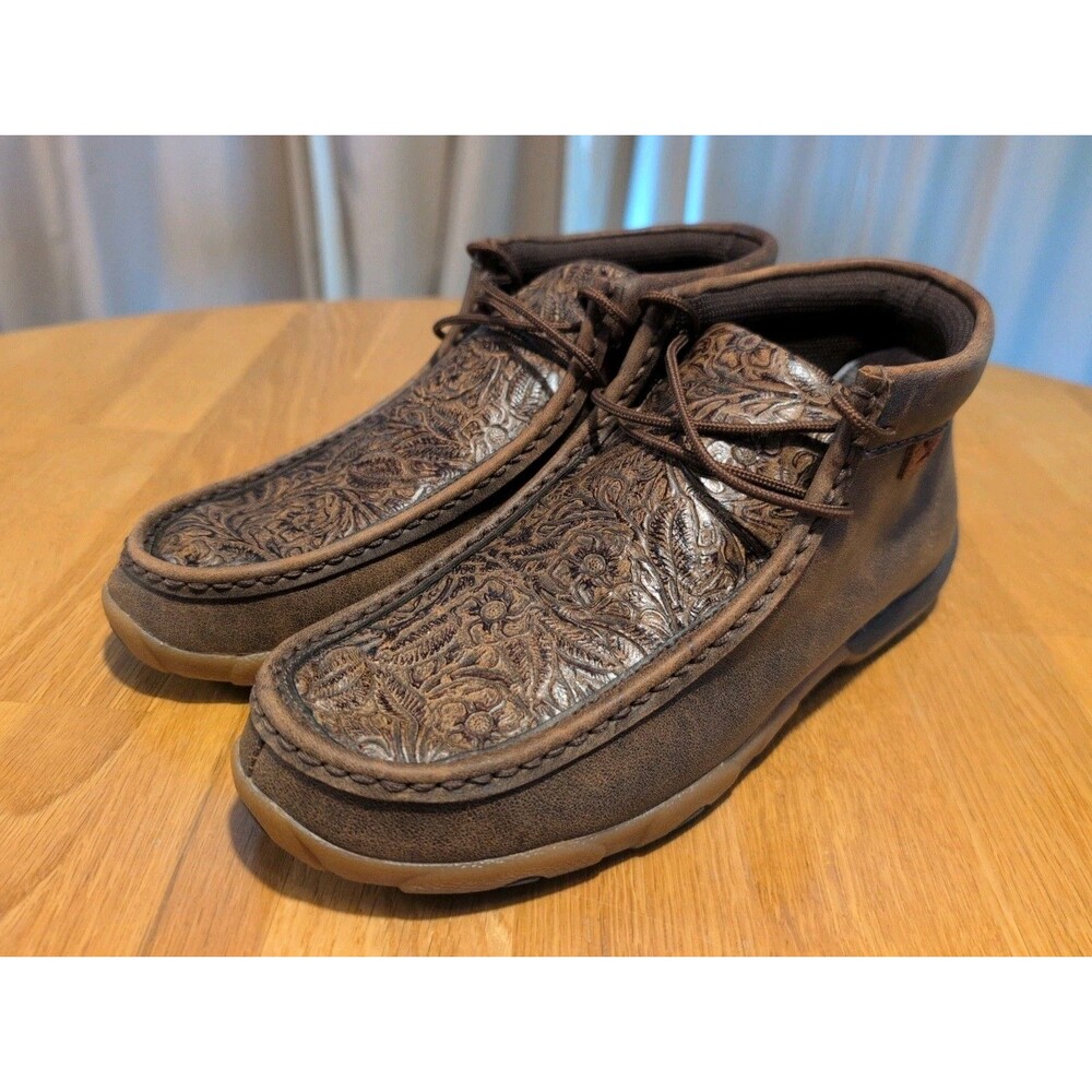 Twisted X Women's Sz 8 Tooled Chukka Driving Mocs Boots Leather Western WDM0079